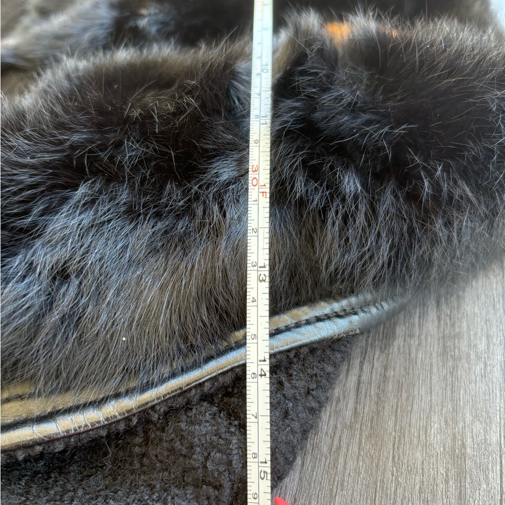 Black Rabbit Fur Collar Women's Jacket Sz XS - Picture 3 of 5